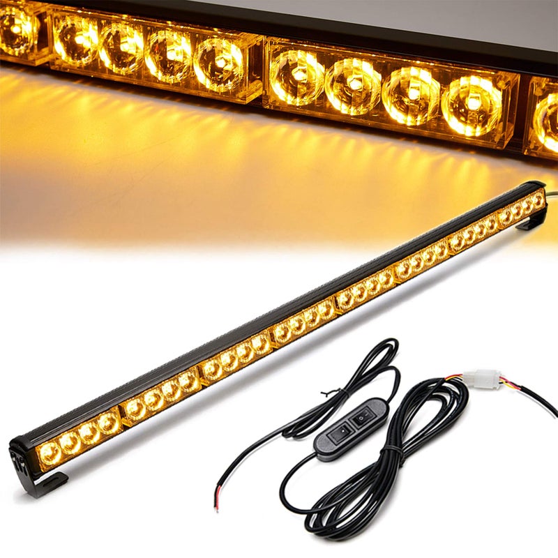 LE-JX Led Strobe Lights 36 Inch Yellow Flashing Safety Warning Emergency Strobe Light Bar Caution Directional Police Car Vehicle Pickup Truck Rear Window Traffic Advisor (35.5 IN, Yellow/Amber) - Image 1